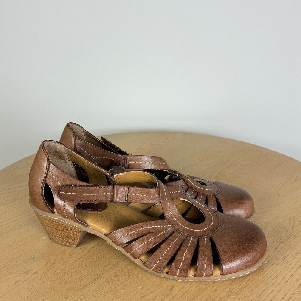 Softspots Leather Mary Jane Huarache Cage Heels Women's 8.5 Sandals Summer